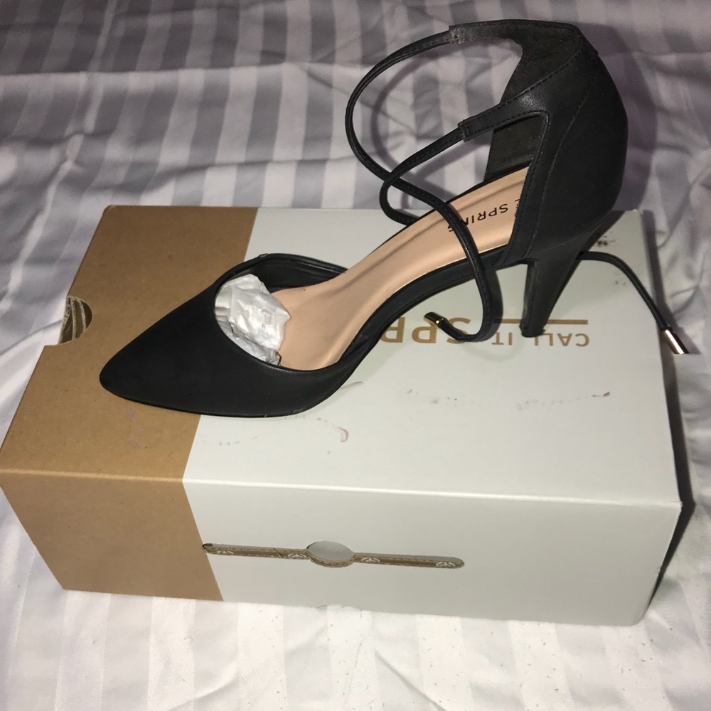 Black lace up heels